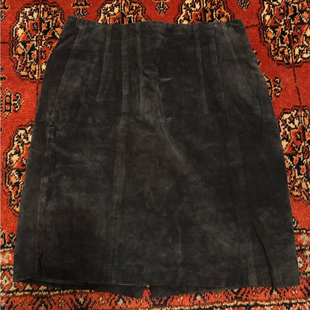 Elegant Black Suede Skirt